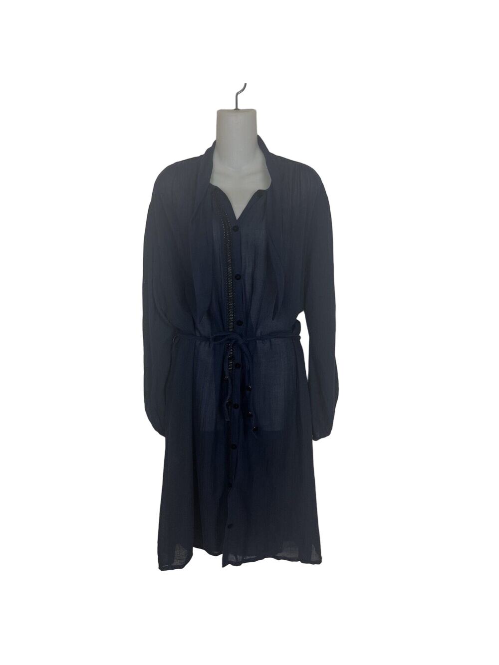 Forte_Forte Size 2 (Medium) Blue Gauzy Belted Cotton Dress